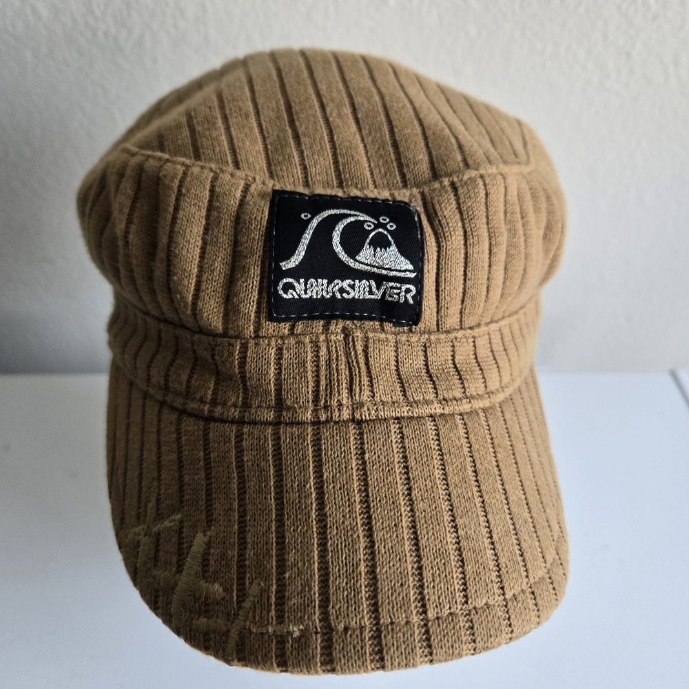 Quiksilver‎ Tactical Military Knit Hat Cap Y2K Surf Skate Womens XL 8 Tan Brown